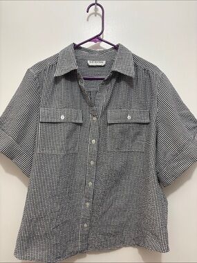 CD Daniels XL Black & White Gingham Short Sleeve Shirt